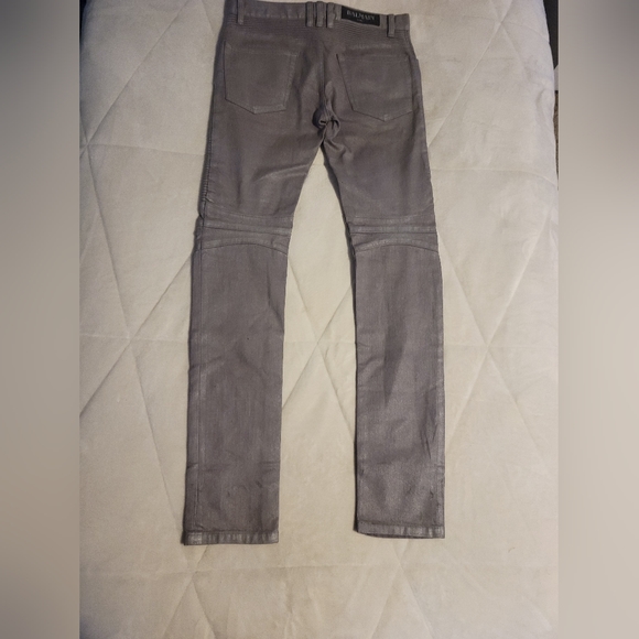 Balmain SS14 Silver Biker Jeans - Picture 2 of 5
